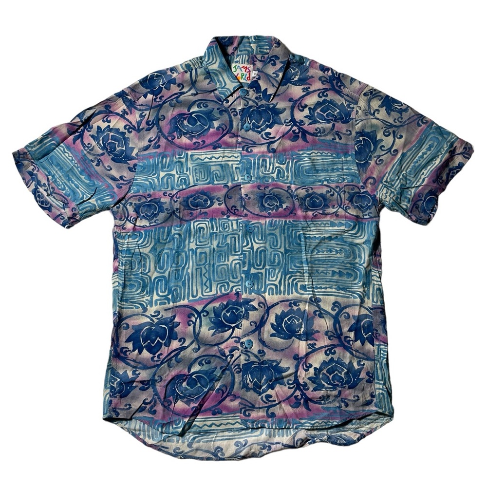 Jams World VTG USA Hawaiian Abstract Shirt Crinkle  Floral size S